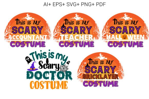 Halloween Scary Costume Graphics for Print Templates